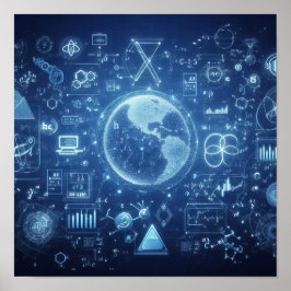 照明されたデジタル設計図 ポスター