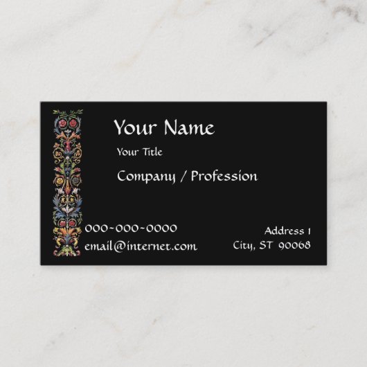 照明されたMedievaフローラ編集可能名刺 名刺 (正面)