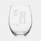 照明イニシャルK ステムなしワイングラス (裏面)