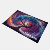 照明カラフルナイトスカイイラストレーション ドアマット (アングル)