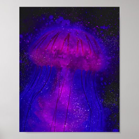 照明クラゲ水中海水彩 ポスター (正面)