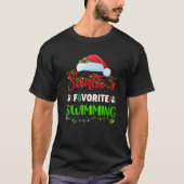 照明クリスマスサンタお気に入りのの水泳クリスマス Tシャツ (正面)