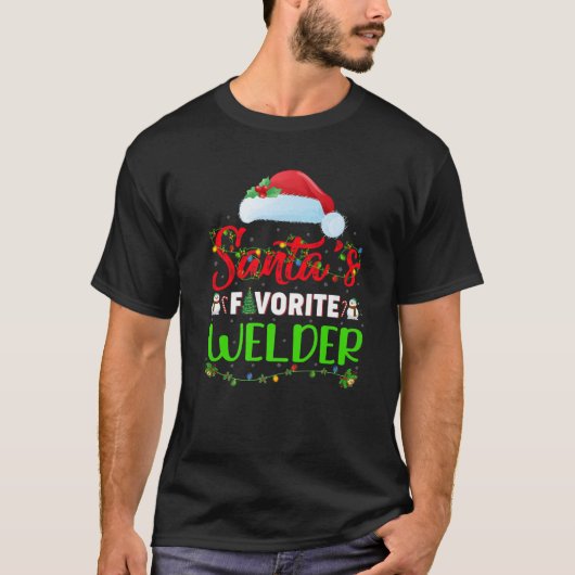 照明クリスマスサンタのウェルダーお気に入りのクリスマス Tシャツ (正面)