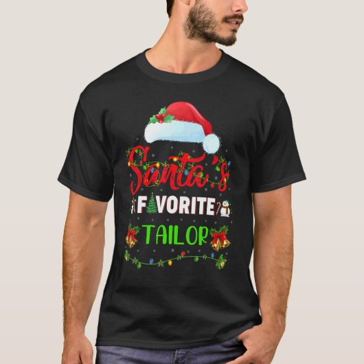 照明クリスマスサンタのテーラーお気に入りのクリスマス Tシャツ (正面)