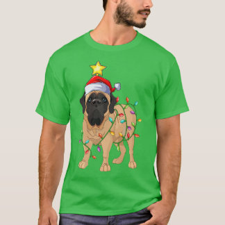 照明クリスマスツリーにマッチするサンタイングリッシュマスティフ Tシャツ
