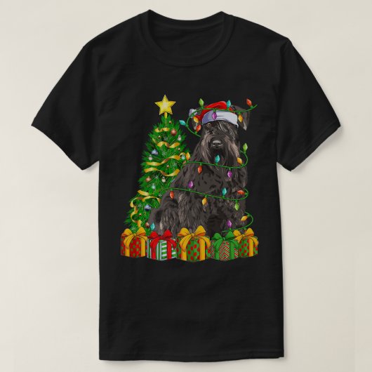 照明クリスマスツリーマッチングミニチュアシュナウザーCh Tシャツ (デザイン正面)