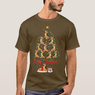 照明クリスマスマッチングサンタドイツシェパードクリス Tシャツ