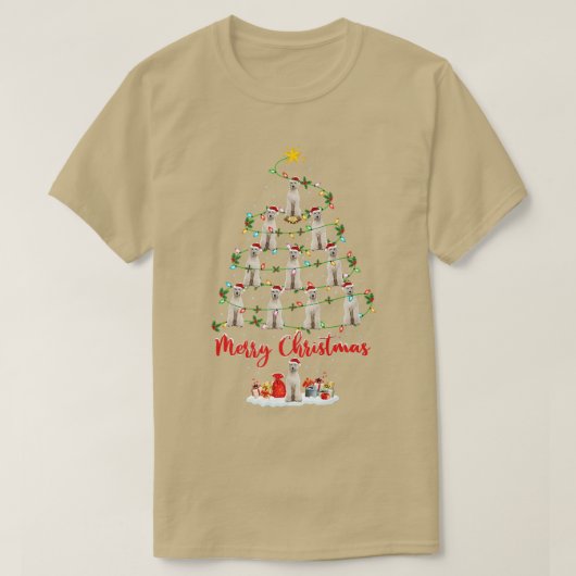 照明クリスマスマッチングサンタホワイトのコードドッグchri tシャツ (デザイン正面)