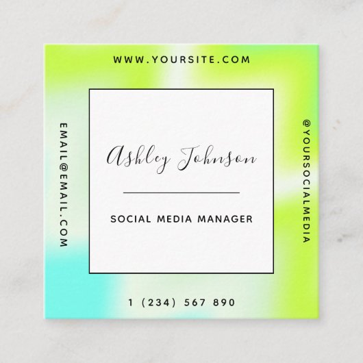 照明グリーンシェード春フレッシュソーシャルメディア スクエア名刺 (正面)