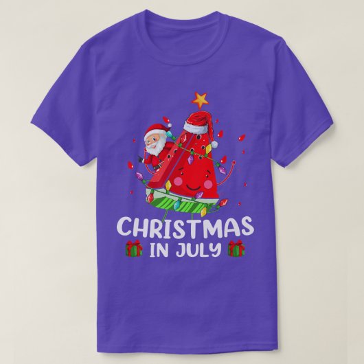 照明サンタ・スイカ・クリスマスツリーサマースクリスチム Tシャツ (デザイン正面)