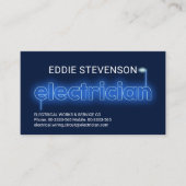 照明ブルーエレクトリシャンサイネージ照明 名刺 (正面)