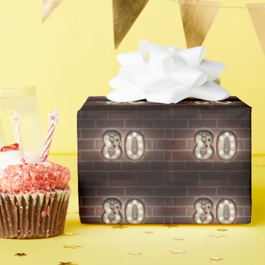 照明マーキー80誕生日オンブリック ラッピングペーパー (誕生日パーティー)