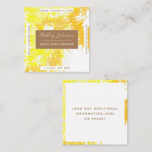 照明モダン絞り染めカラフル鮮やか スクエア名刺 (正面/裏面)