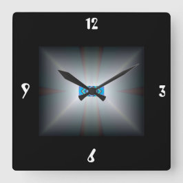 照明付き白/黒>壁芸術的時計 スクエア壁時計