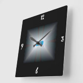照明付き白/黒>壁芸術的時計 スクエア壁時計 (傾斜)