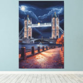 照明付素晴らしきタワーのあるロンドンのナイトシーン キャンバスプリント (インサイチュ (ウッドフロア))