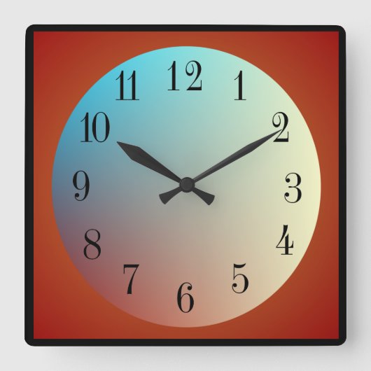 照明効果ムーン/赤ブラック>ウォールクロック スクエア壁時計 (正面)