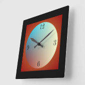 照明効果ムーン/赤ブラック>ウォールクロック スクエア壁時計 (傾斜)