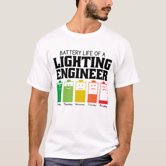 照明技術者の電池寿命 Tシャツ (正面)
