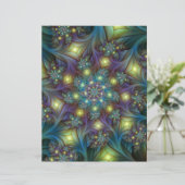 照明抽象芸術光沢のあるティール（緑がかった色）紫色のフラクタルアート (スタンド正面)