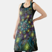 照明抽象芸術光沢のあるティール（緑がかった色）紫色のフラクタルアート エプロン (インサイチュ)