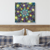 照明抽象芸術光沢のあるティール（緑がかった色）紫色のフラクタルアート キャンバスプリント (インサイチュ (寝室))