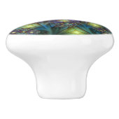 照明抽象芸術光沢のあるティール（緑がかった色）紫色のフラクタルアート セラミックノブ (側面)