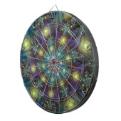 照明抽象芸術光沢のあるティール（緑がかった色）紫色のフラクタルアート ダーツボード (正面右)