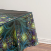 照明抽象芸術光沢のあるティール（緑がかった色）紫色のフラクタルアート テーブルクロス (インサイチュ)