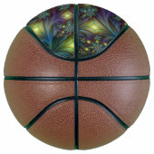 照明抽象芸術光沢のあるティール（緑がかった色）紫色のフラクタルアート バスケットボール (右)