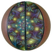 照明抽象芸術光沢のあるティール（緑がかった色）紫色のフラクタルアート バスケットボール (縦)