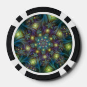 照明抽象芸術光沢のあるティール（緑がかった色）紫色のフラクタルアート ポーカーチップ (裏面)