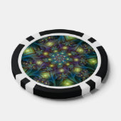 照明抽象芸術光沢のあるティール（緑がかった色）紫色のフラクタルアート ポーカーチップ (シングル)