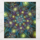 照明抽象芸術光沢のあるティール（緑がかった色）紫色のフラクタルアート ワインラベル (シングルラベル)