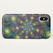 照明抽象芸術光沢のあるティール(緑がかった色)紫色のフラクタルアート Case-Mate iPhoneケース (裏面(横))