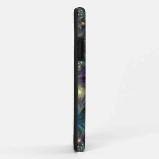 照明抽象芸術光沢のあるティール(緑がかった色)紫色のフラクタルアート Case-Mate iPhoneケース (裏面/右)