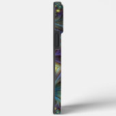 照明抽象芸術光沢のあるティール(緑がかった色)紫色のフラクタルアート Case-Mate iPhoneケース (裏面 / 右)