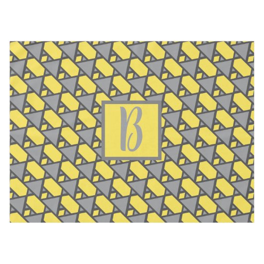 照明用黄色のグレーの幾何学的モノグラム テーブルクロス (正面(横))