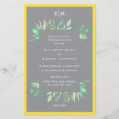 照明黄色の灰色の予算の結婚式の招待A9 (正面)