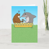 熊おもしろいと鮫誕生日 カード (正面)