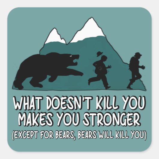 熊おもしろい熊 スクエアシール (正面)