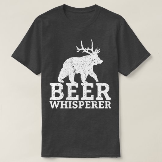 熊おもしろい鹿ビール向けクラフトビールの贈り物 Tシャツ (デザイン正面)