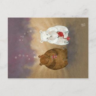 熊がお茶を飲むときのポストカー ポストカード