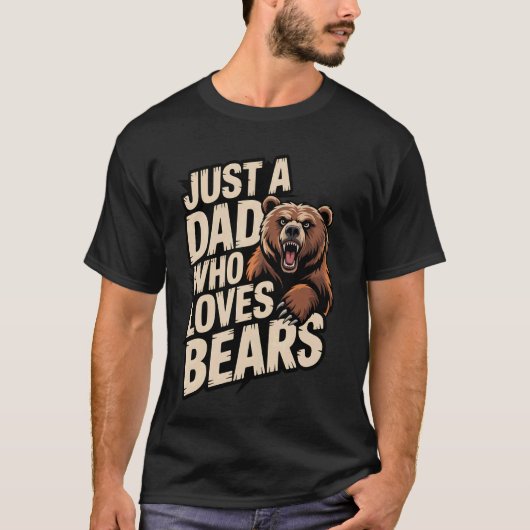 熊が好きなだけのオヤジ クマ好きな男性 熊 Tシャツ (正面)