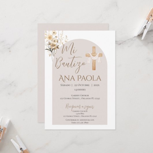 熊が雲に隠れてボーホガールのバプテスマ 招待状 (正面/裏面インサイチュ)