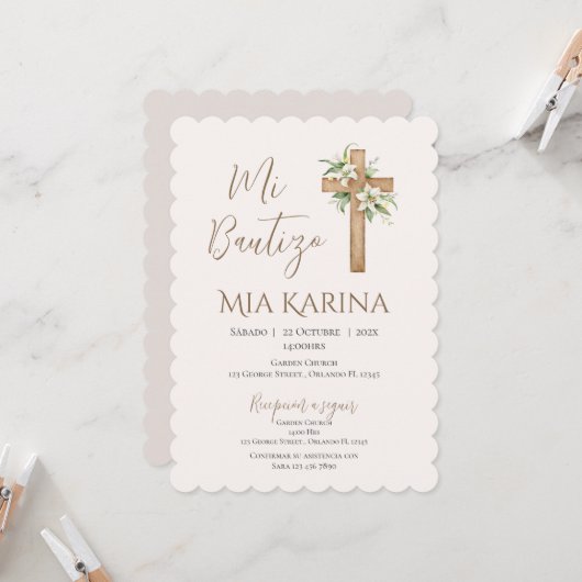 熊が雲に隠れてボーホガールのバプテスマ 招待状 (正面/裏面インサイチュ)