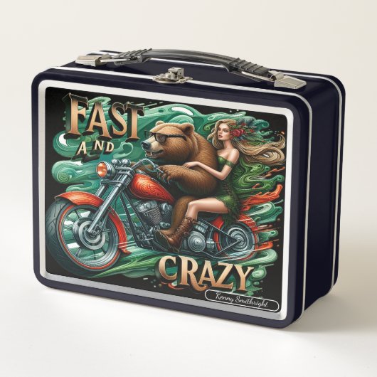 熊と乗り手で冒険を待つ メタルランチボックス (正面)