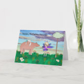 熊と妖精の誕生日カード カード (正面)