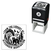 熊と木シルエット#3図書名 セルフインキングスタンプ (インサイチュ)