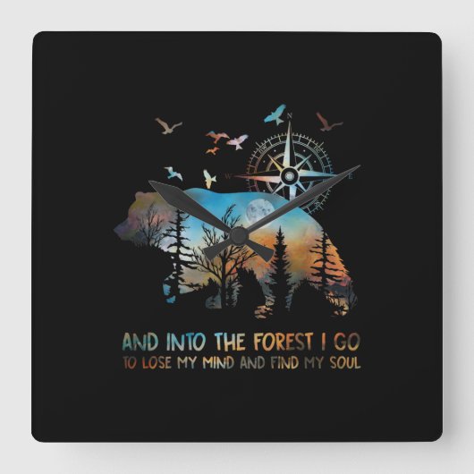 熊と森の中で私は気を失うために行き スクエア壁時計 (正面)